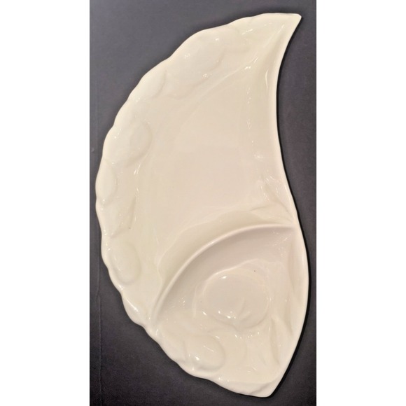 VINTAGE HTF Belmar California MCM Chip & Dip Tray - White Divided Relish Bowl - Picture 5 of 7